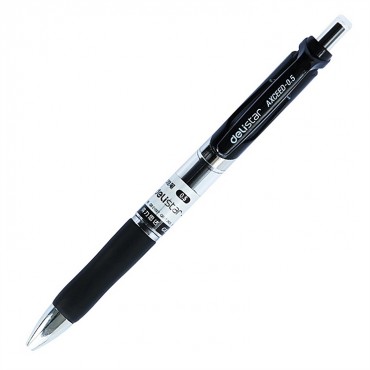 得力S01按动中性笔 0.5mm黑色签字笔水笔 单支装 12支一盒
